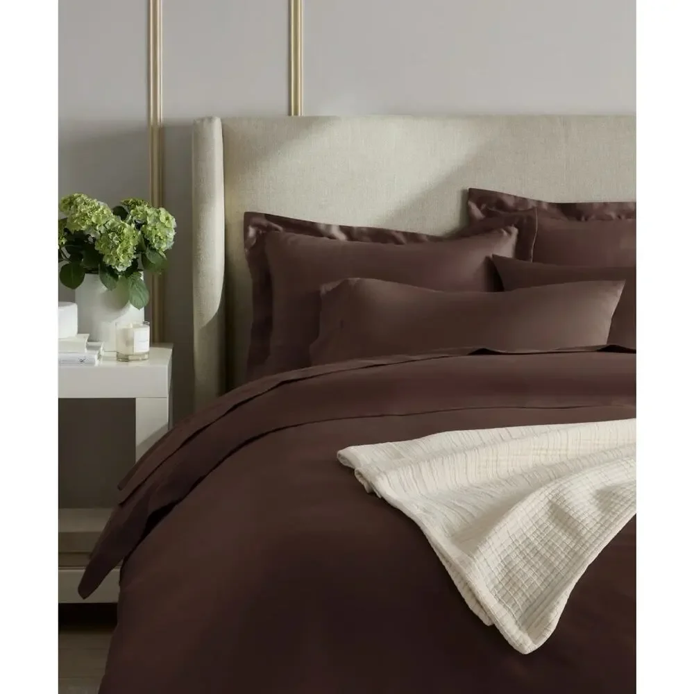 Quince Signature Giza Cotton Sateen Duvet Cover Set Espresso Full/Queen NWOT